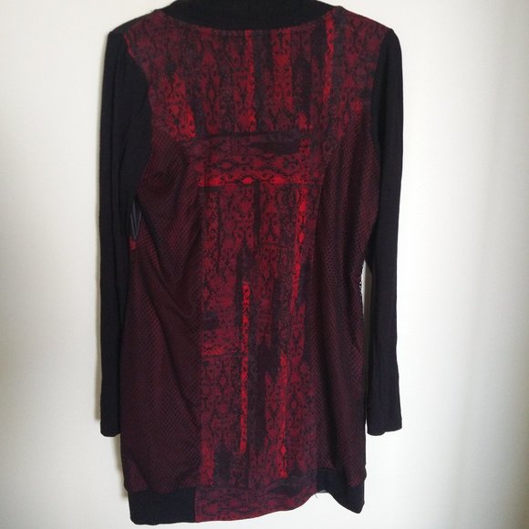 Dolcezza Red and Black Dress /Top M - Picture 11 of 12